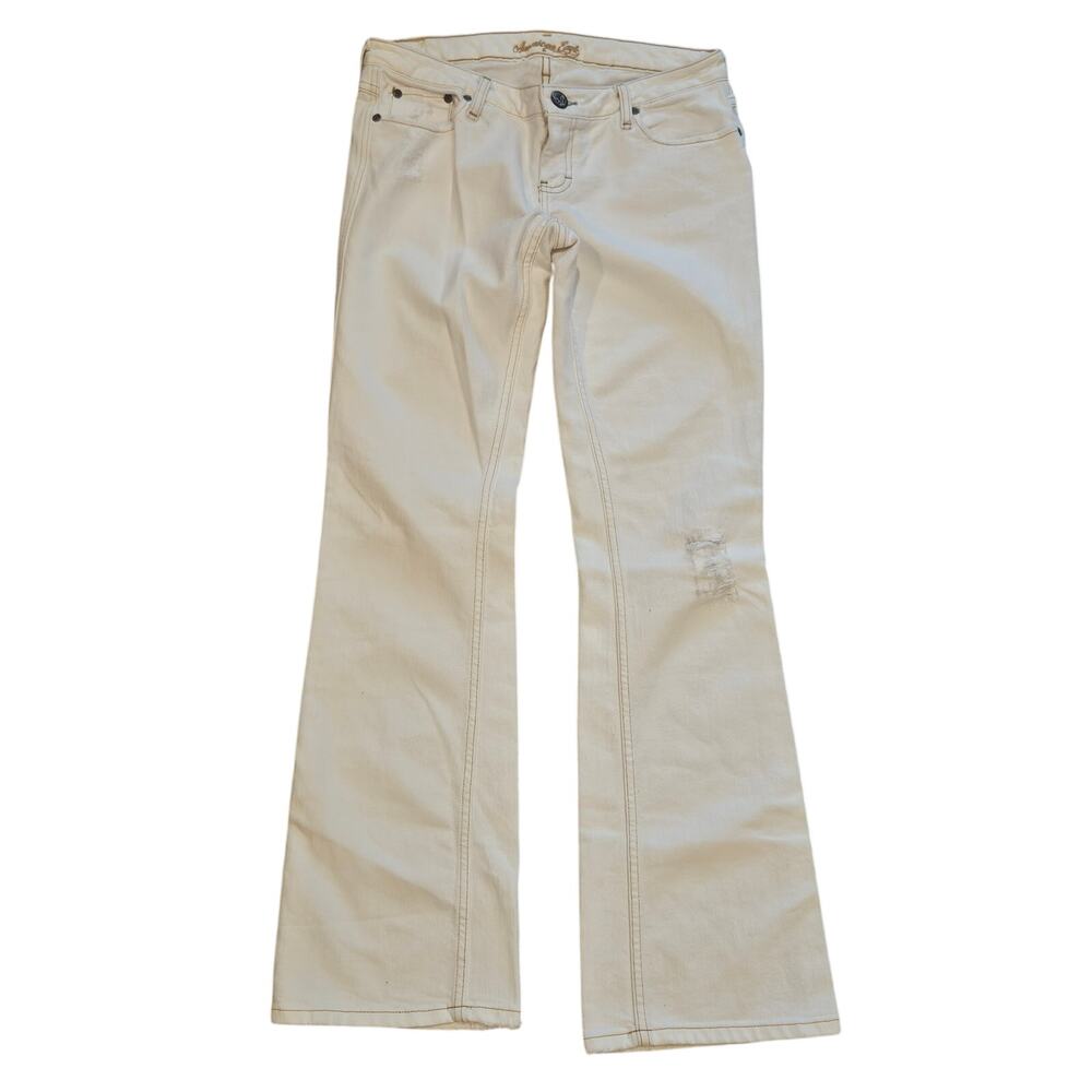 American eagle low rise white flare distressed jeans womens 8 y2k retro vintage